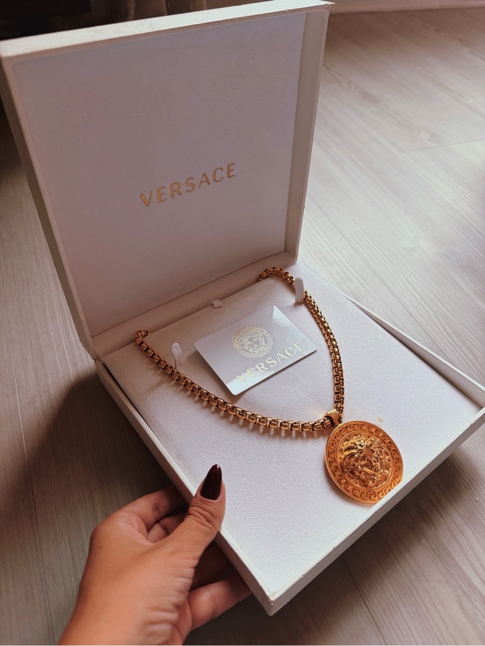 Versace Gold Medusa Coin Link Necklace